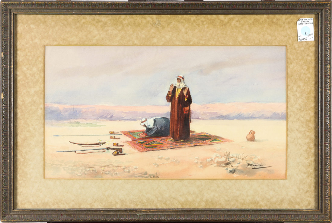 Appraisal: WATERCOLOR GEORG FISCHHOF Georg Fischhof Austrian - Bedouin at Prayer