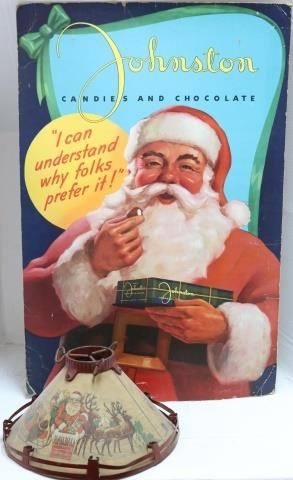 Appraisal: NOMA VINTAGE TIN LITHOGRAPH AND IRON TREE STAND DEPICTS SANTA