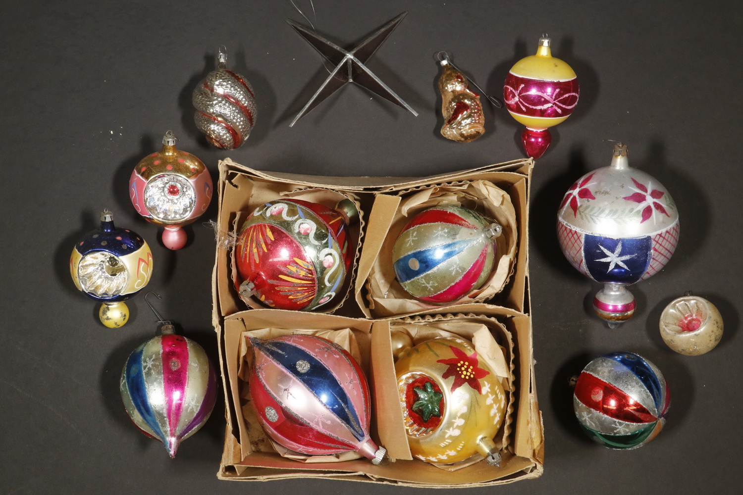 Appraisal: COLLECTION OF APPROX S VINTAGE BLOWN GLASS CHRISTMAS ORNAMENTS PC