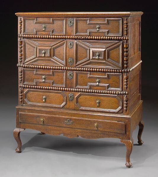 Appraisal: A Charles II oak chest on later stand chest third