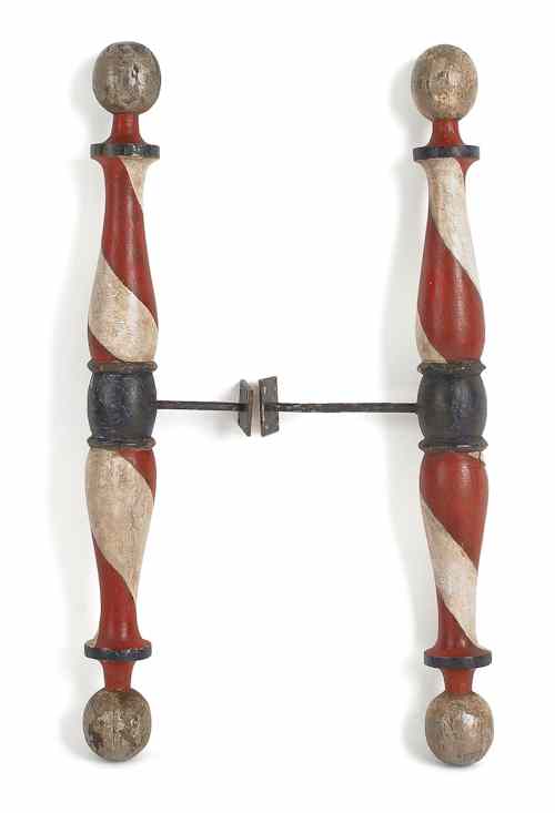 Appraisal: Pair of turned and painted barber poles late th c