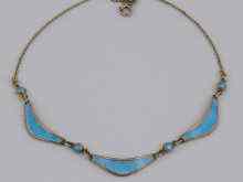 Appraisal: A silver gilt and enamel necklace signed A Soh of