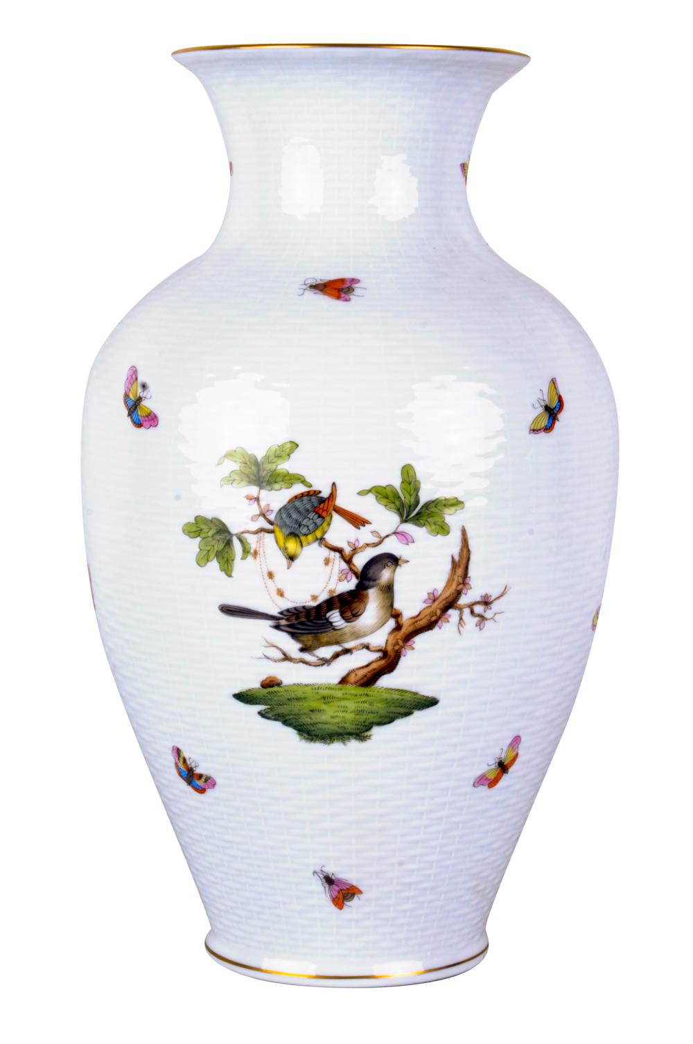 Appraisal: HEREND PORCELAIN VASERothschild Bird pattern printed and painted factory marks