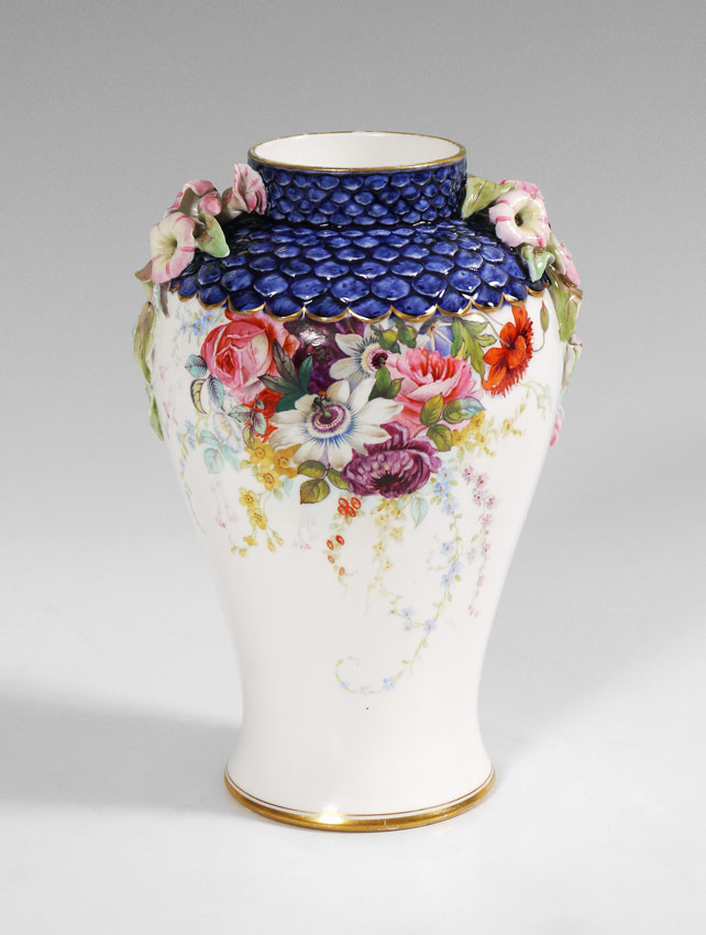 Appraisal: ROYAL WORCESTER HAND PAINTED VASE Ca Hand painted floral decoration