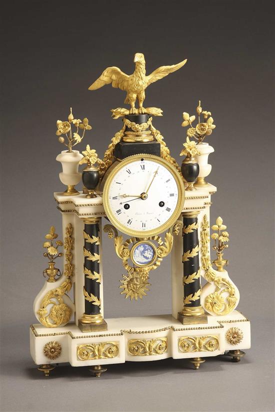 Appraisal: Louis XVI Ormolu Mounted Marble and Slate Mantel Clock Jean-Antoine