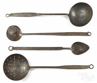 Appraisal: Four wrought iron utensils th c