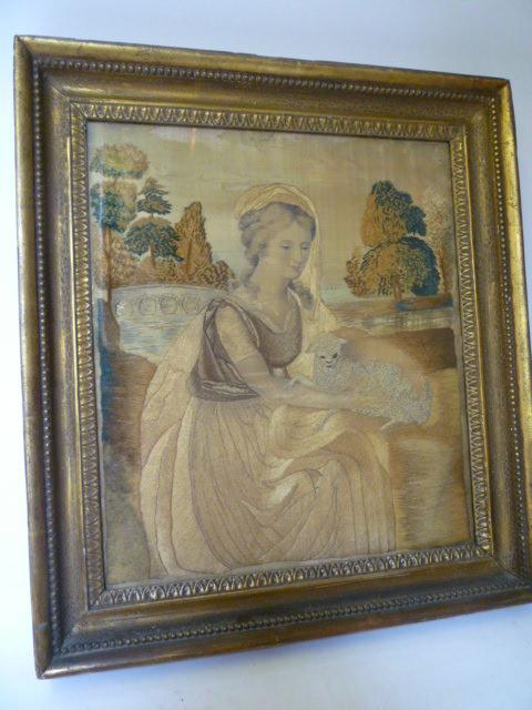 Appraisal: AN EMBROIDERED PICTURE early th century worked in coloured silks