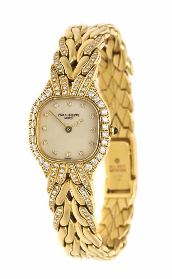 Appraisal: An Karat Yellow Gold and Diamond Ref Wristwatch Patek Philippe