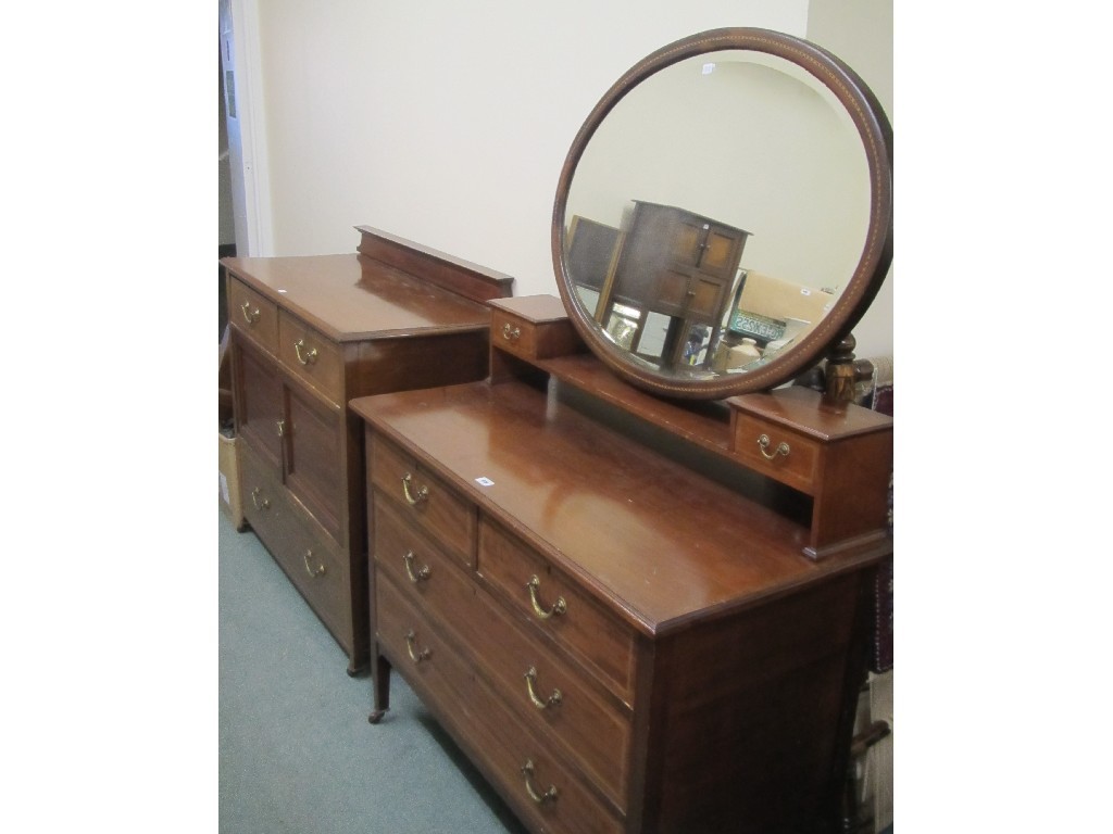 Appraisal: Edwardian dressing chest and a matching cupboard chest and an