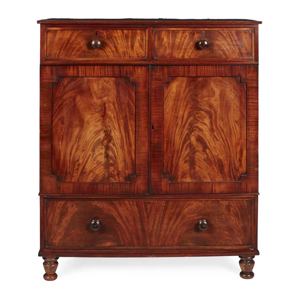 Appraisal: LATE GEORGE III MAHOGANY LOW PRESS CUPBOARD EARLY TH CENTURY