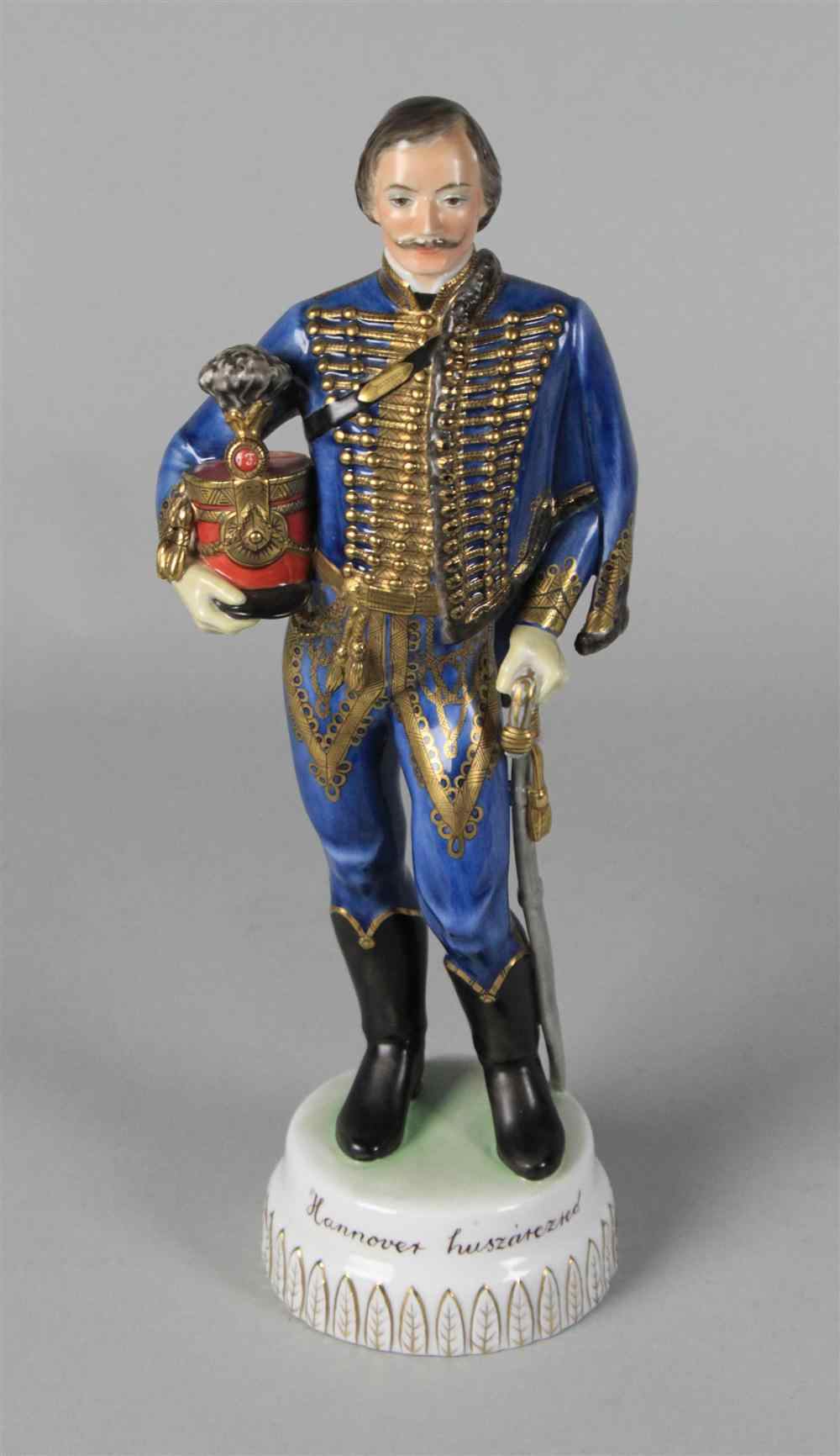 Appraisal: HEREND PORCELAIN HANNOVER HUSSAR FIGURE OF COLONEL ERNO KISS PAINTED