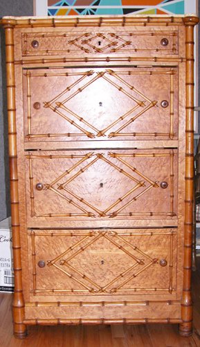 Appraisal: Artist Title Maple Bamboo Tall Chest with marble top Date