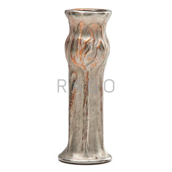 Appraisal: TIFFANY STUDIOS Copper-clad Favrile pottery vase Condition Report Excellent condition