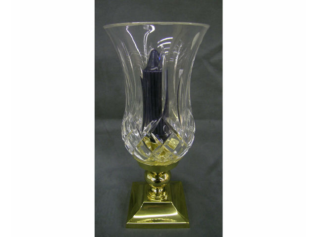 Appraisal: Waterford Crystal Lismore Hurricane lamp with brass base and candle