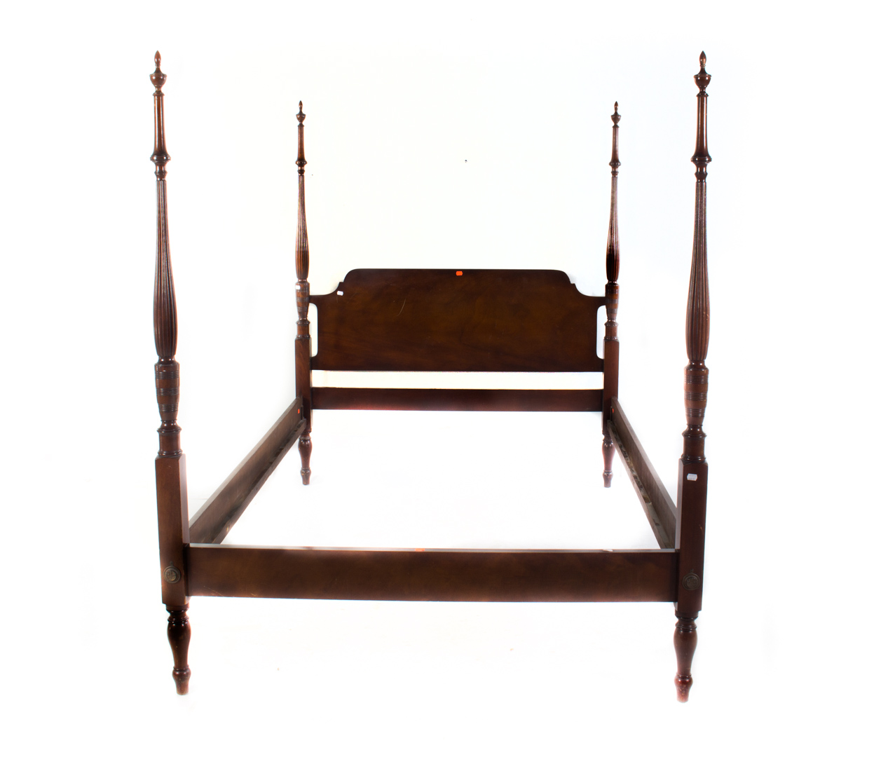 Appraisal: Federal style mahogany full-size poster bedstead in H in L