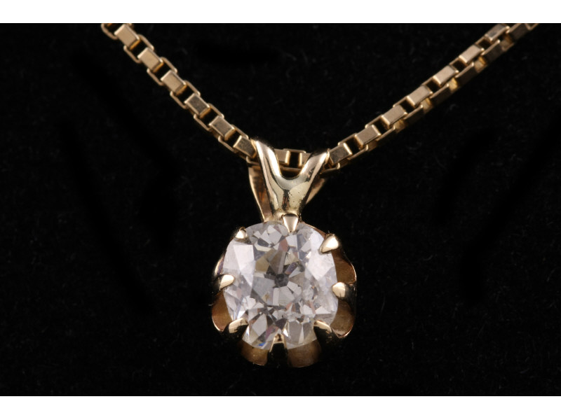 Appraisal: K Yellow Gold Necklace With Diamond Pendant one karat yellow