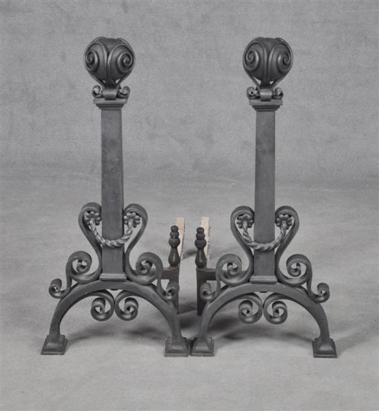 Appraisal: Pair of American Arts Crafts Style Andirons Early th Century