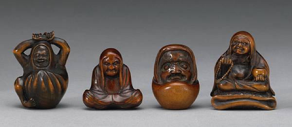 Appraisal: Four wood studies of Daruma th to th Centuries The