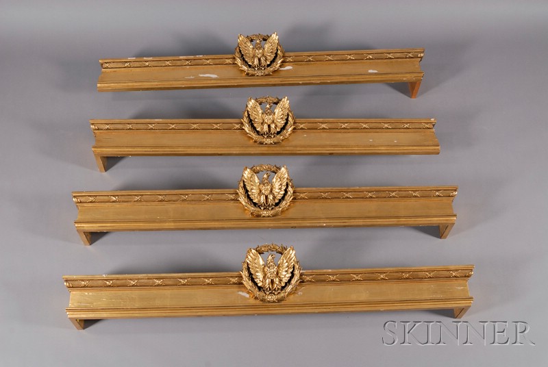 Appraisal: Four Giltwood Window Valances with Carved Eagle and Wreath Motif