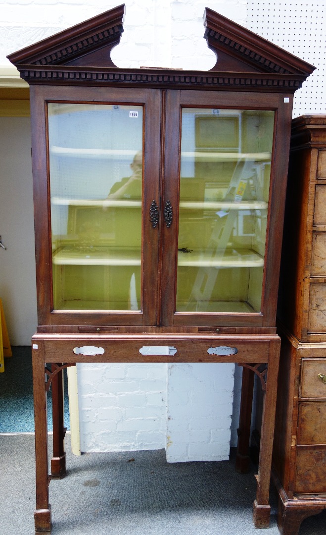 Appraisal: A George III and later display cabinet on stand the