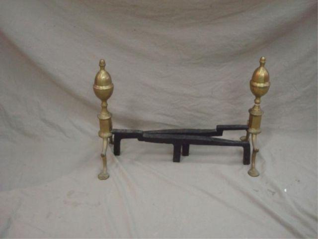 Appraisal: Antique Brass Fireplace Andirons From a Stamford CT home