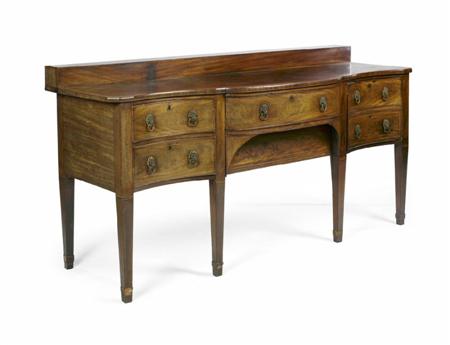 Appraisal: A George III mahogany and satinwood crossbanded sideboard cm wide