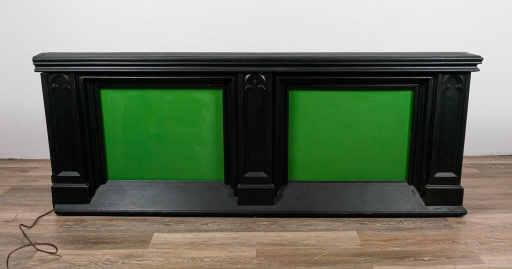 Appraisal: Art Deco green glass illuminating wall console American early th