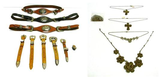 Appraisal: JEWELRY Assortment of silver necklaces chains and bracelets as well