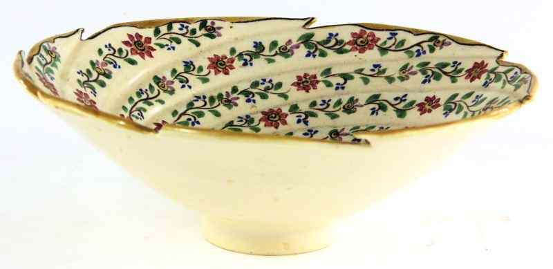 Appraisal: Dover Pottery Center Bowlswirl form with serrated rim with hand-painted