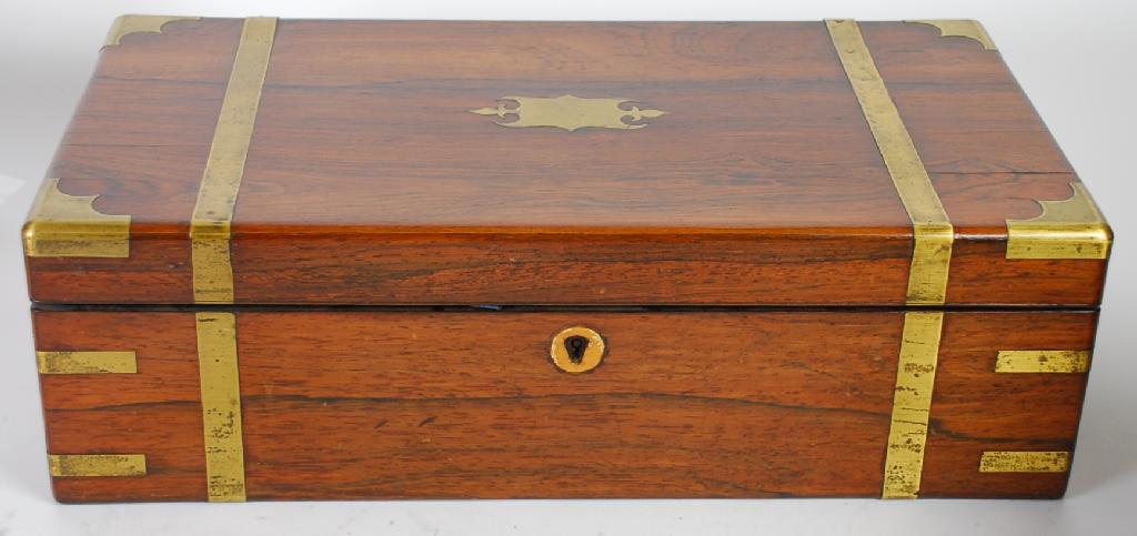 Appraisal: EARLY NINETEENTH CENTURY LARGE BRASS INLAID ROSEWOOD PORTABLE SLOPE of