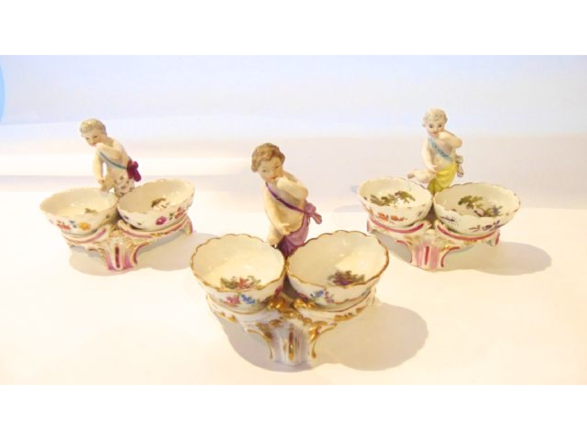 Appraisal: A pair of th century Berlin porcelain double salts each