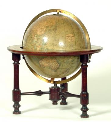 Appraisal: A TERRESTRIAL LIBRARY GLOBE by Phillip London on mahogany stand