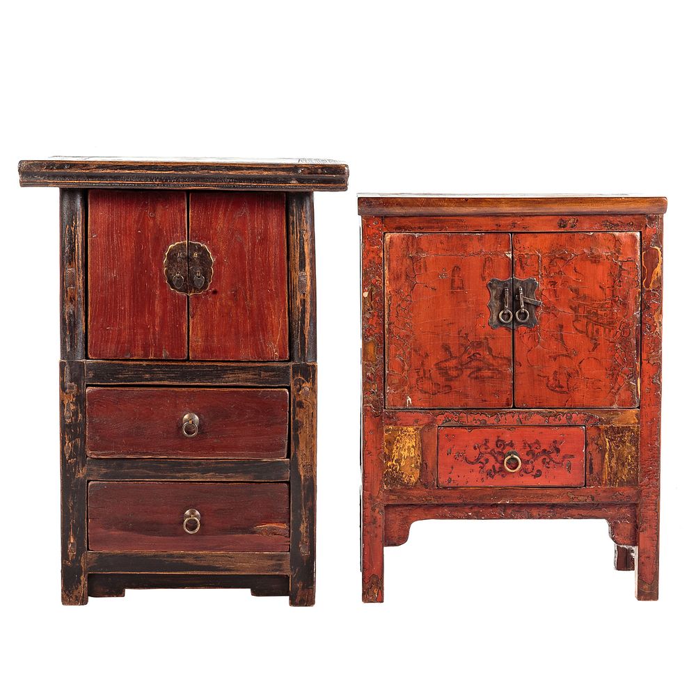 Appraisal: Two Asian Style Softwood Cabinets Including a lacquered wood two-door