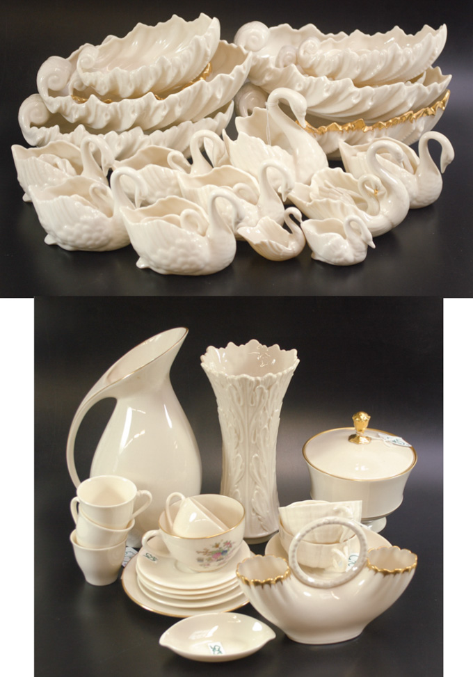 Appraisal: FORTY-FIVE PIECES ASSORTED LENOX TABLEWARE swans various sizes shell form