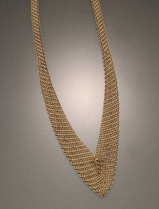 Appraisal: Opera Length -Karat Yellow-Gold Mesh Necklace Designed by Elsa Peretti