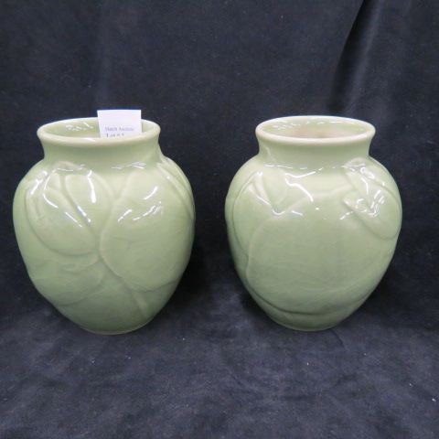 Appraisal: Pair of Rookwood Art Pottery Vases raised water lily decor