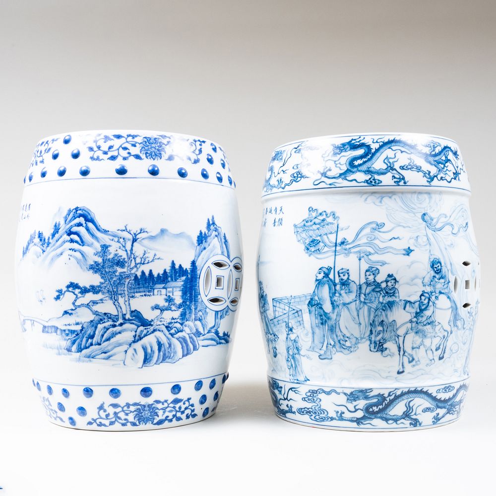 Appraisal: Two Chinese Blue and White Garden Seats x in Property