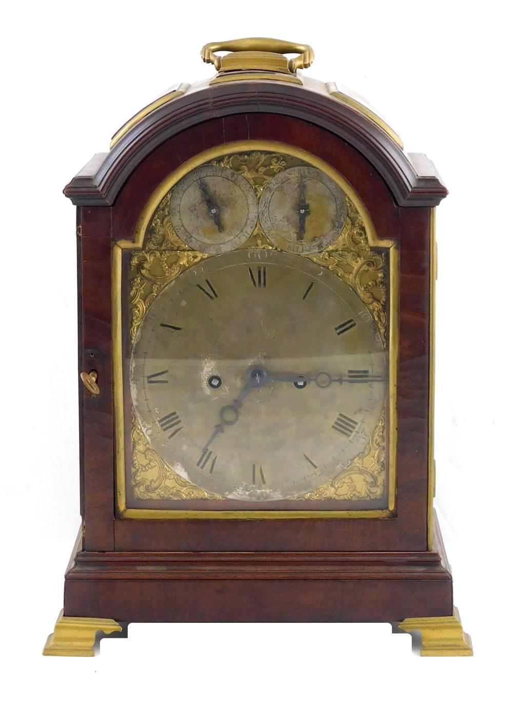 Appraisal: Bracket clock signed James Brown London C with silvered main