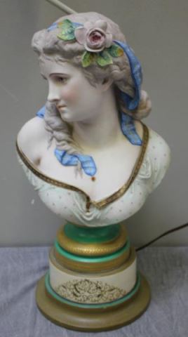 Appraisal: Carrier Signed Porcelain Bust of a Lady as a Lamp