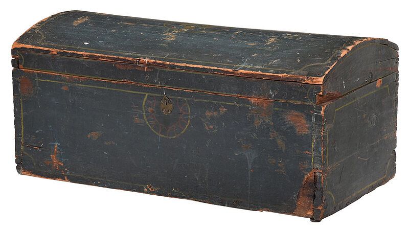 Appraisal: American Pine Painted Dome Top Trunk New England th century