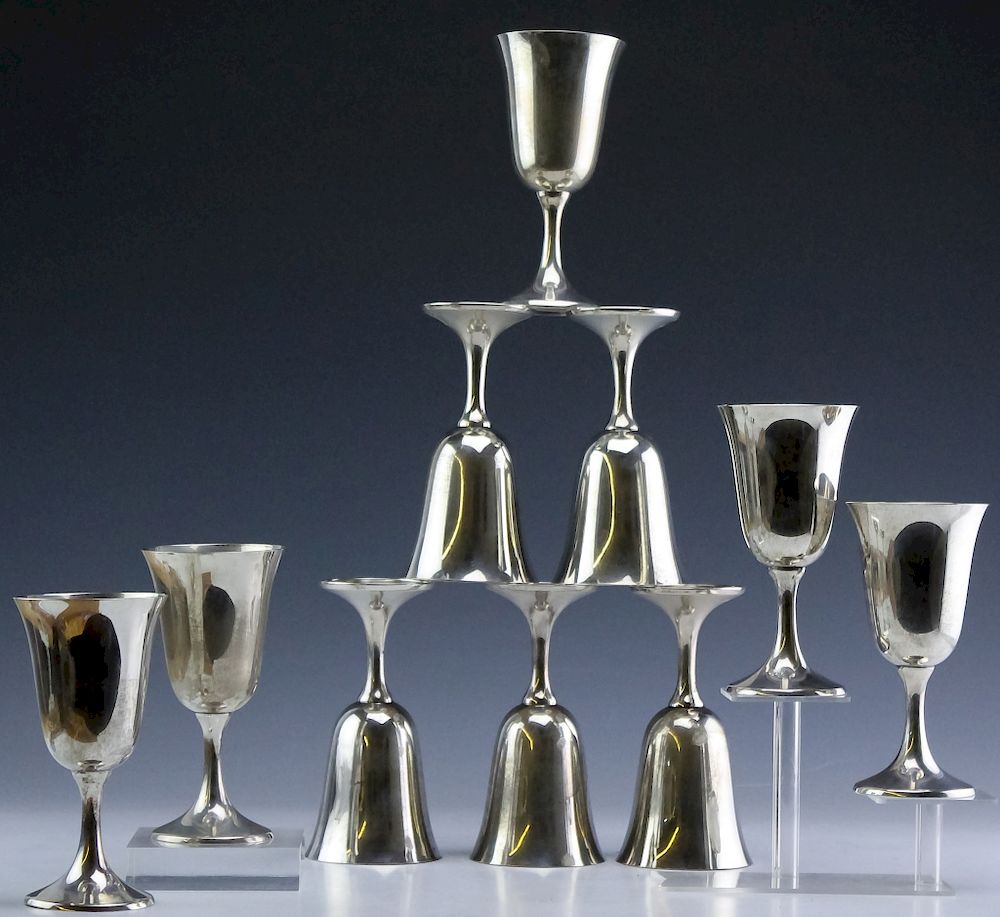 Appraisal: Manchester Sterling Silver Wine Goblets g Set of ten Manchester