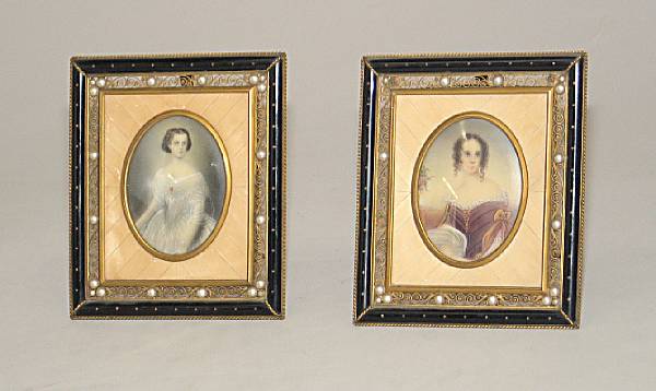 Appraisal: Two miniature portraits of young women first half th century