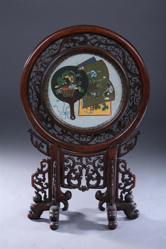 Appraisal: JAPANESE CLOISONN ROSEWOOD MOUNTED CHARGER Meiji period - Total in