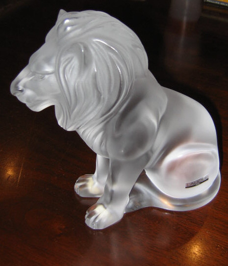 Appraisal: LALIQUE FRANCE Crystal seated lion etched signature Lalique France h