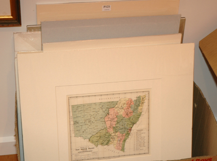 Appraisal: BOX LOT OF ASSORTED MOUNTED MAPS INCLUDING NSW AND SOUTH