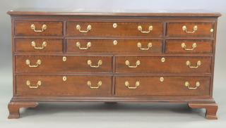 Appraisal: Council mahogany banded inlaid long chest lg in with mirror