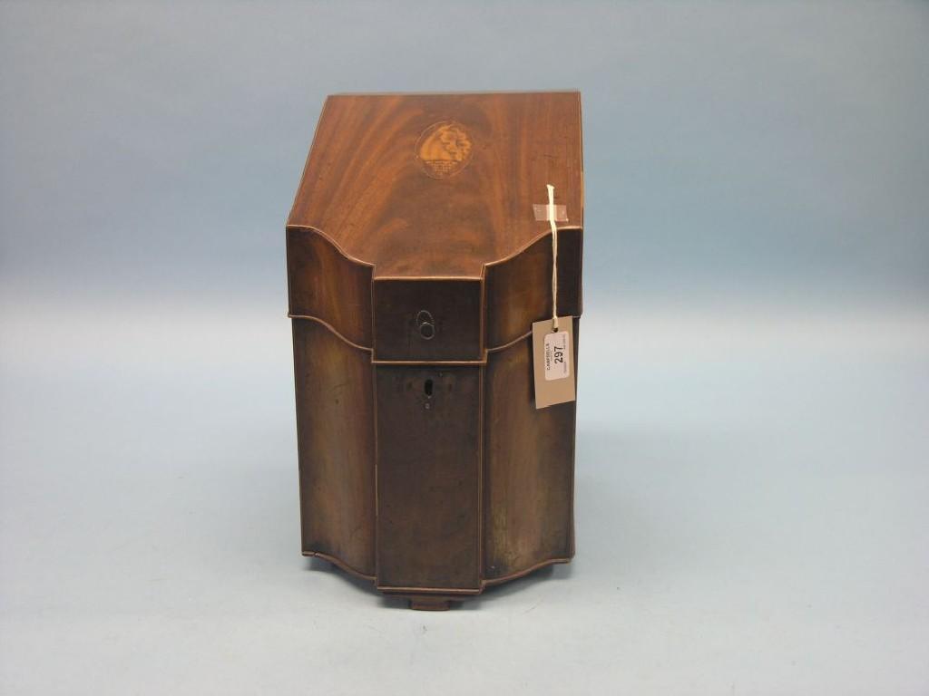 Appraisal: A George III mahogany knife box sloping top with inlaid