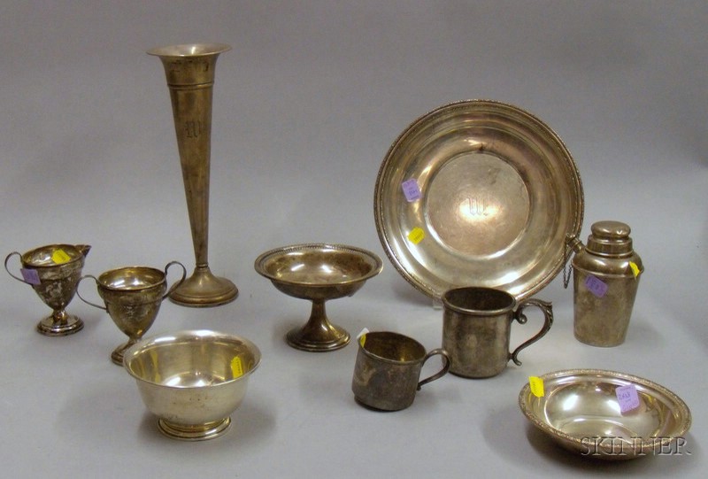 Appraisal: Ten Pieces of Sterling and Sterling Weighted Tableware including a