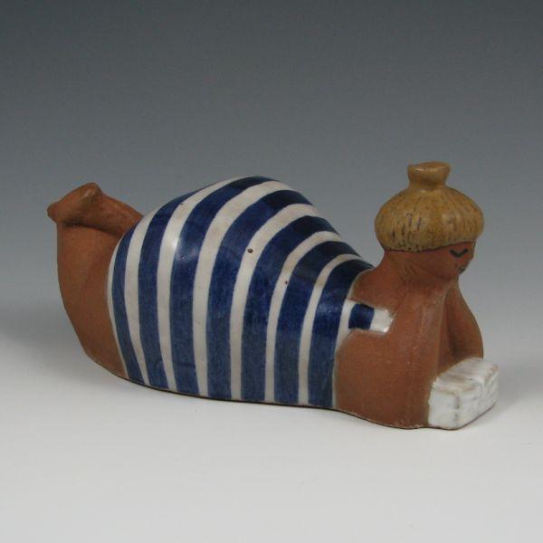 Appraisal: Gustavsberg pottery figure on a woman in striped swimming attired