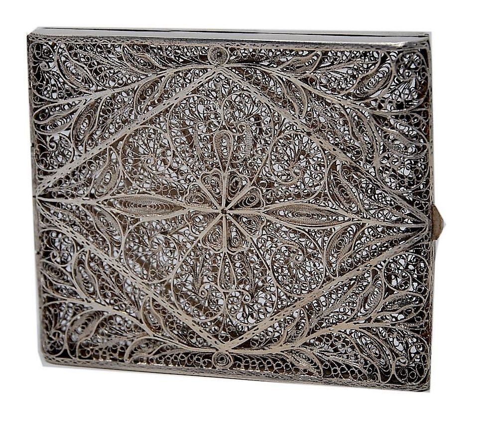 Appraisal: Silver Filigree Card Case Silver Filigree Card Case Packaging Insurance